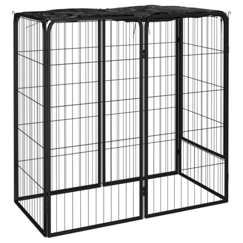 Hundelaufstall mit Wasserdichtes Dach, Haustierzaun für Hunde und andere Haustiere, Robust und langlebig, 100 x 50 x 100 cm Schwarz Stahl Pulverbeschichtung von SDWEHO7