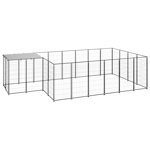 Hundezwinger Outdoor mit Sonnenschutz, Haustierzaun zum Spielen, Trainieren und Austoben, Robust und langlebig, 440 x 220 x 110 cm Schwarz Stahl Hundezwinger Outdoor mit Sonnenschutz, Haustierzaun zum Spielen, Trainieren und Austoben, Robust und langlebig, 440 x 220 x 110 cm Schwarz Stahl von SDWEHO7