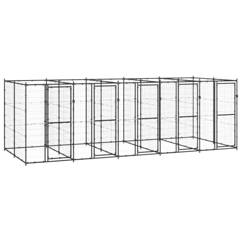 Hundezwinger Outdoor mit Tür, Haustierzaun zum Spielen, Trainieren und Austoben, Robust und langlebig, Robust und langlebig, 550 x 220 x 180 cm Schwarz Stahl von SDWEHO7