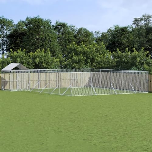 Hundezwinger Outdoor mit Wasserdichtes Dach, Hundehütte für mittelgroße bis große Hunde, Robust, langlebig, 1000 x 800 x 250 cm Silbern Verzinkter Stahl Hundezwinger Outdoor mit Wasserdichtes Dach, Hundehütte für mittelgroße bis große Hunde, Robust, langlebig, 1000 x 800 x 250 cm Silbern Verzinkter Stahl von SDWEHO7
