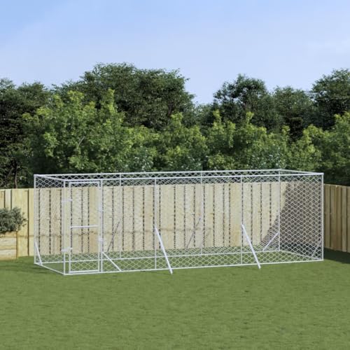 Hundezwinger Outdoor mit abschließbarer Tür, Hunde-Laufstall, Haustier-Spielgehege für Hinterhof, Garten, 600 x 200 x 200 cm Silbern Verzinkter Stahl Hundezwinger Outdoor mit abschließbarer Tür, Hunde-Laufstall, Haustier-Spielgehege für Hinterhof, Garten, 600 x 200 x 200 cm Silbern Verzinkter Stahl von SDWEHO7