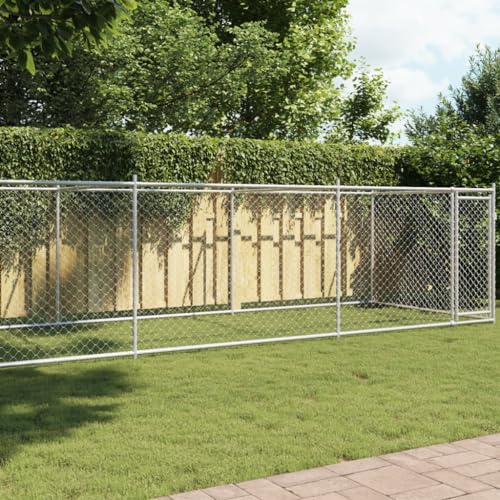Hundezwinger mit Tür, Haustierzaun zum Spielen, Trainieren und Austoben, Ausreichend Bewegungsfreiheit, 8 x 2 x 1,5 m Grau Verzinkter Stahl Hundezwinger mit Tür, Haustierzaun zum Spielen, Trainieren und Austoben, Ausreichend Bewegungsfreiheit, 8 x 2 x 1,5 m Grau Verzinkter Stahl von SDWEHO7