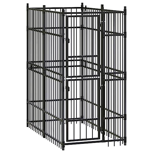 Outdoor-Hundezwinger mit Türen, Haustierzaun zum Spielen, Trainieren und Austoben, Robust und langlebig, Einfach zu montieren, 96 x 192 x 200 cm Schwarz Stahl Outdoor-Hundezwinger mit Türen, Haustierzaun zum Spielen, Trainieren und Austoben, Robust und langlebig, Einfach zu montieren, 96 x 192 x 200 cm Schwarz Stahl von SDWEHO7