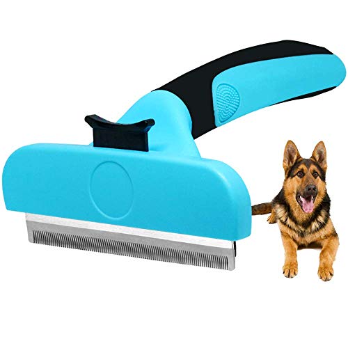 SDY IDUSE Hundebürste, Katzenbürste, Haustierpflegebürste, effektiv reduziert Haarausfall, professionelle Fellpflegebürste und Enthaarungswerkzeug für Hunde und Katzen (blau) von SDY IDUSE
