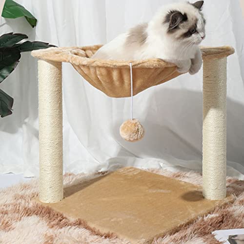 Kratzbaumturm for Hauskatzen, kleine Katzenhausmöbel for Kätzchen, weicher Plüsch-Hängekorb, Sitzstangen-Hängematte, mit Sisal-Katzenkratzbaum, baumelnder Ball von SDYPET