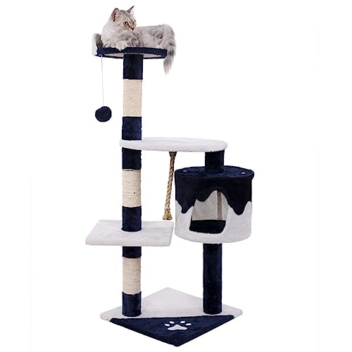 Multifunktionaler Katzenbaumturm, großes Klettergerüst, Katzenhaus, Katzenkratzbaum, Katzenbaumbrett, Katzenwohnungsmöbel, Katzenwohnung, Katzenkletterständer (Farbe : Blau) von SDYPET