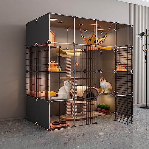 Katzenkäfige Indoor Groß Tragbarer Katzenkäfig 3 Etagen Katzenkäfig Haustierkäfig für Kleintiere für 1-4 Katzen Chinchilla Kleintiere (142 * 72 * 142 cm) von SDdPulse
