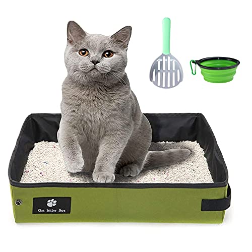 Faltbare Katzentoilette, Katzentoilette für Haustiere, weich, wasserdicht, für Reisen, Camping (Grün, 40 x 30 cm) von SEA-SHOPPING