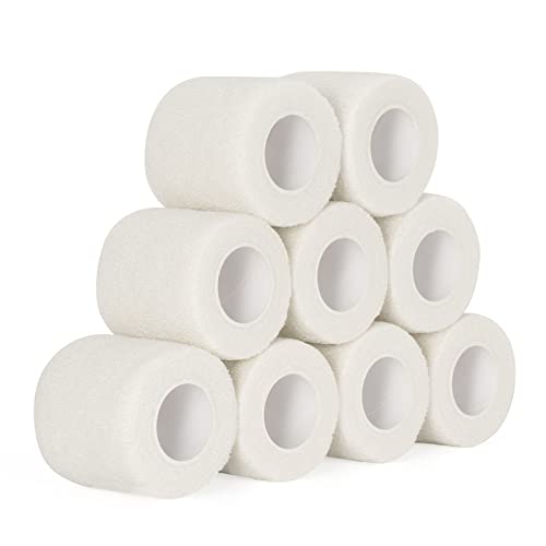 9 Roll Selbstklebender Verband 5cm x 4,5m Haftbandage Selbsthaftende Bandage Pet Vet Wrap für Katze, Pferd, Hund Kohäsive Bandage Elastische Binde für Handgelenke Cohesive Pflasterverband (Weiß) von SEADESKY