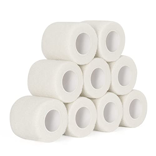 9 Roll Selbstklebender Verband 5cm x 4,5m Haftbandage Selbsthaftende Bandage Pet Vet Wrap für Katze, Pferd, Hund Kohäsive Bandage Elastische Binde für Handgelenke Cohesive Pflasterverband (Weiß) von SEADESKY