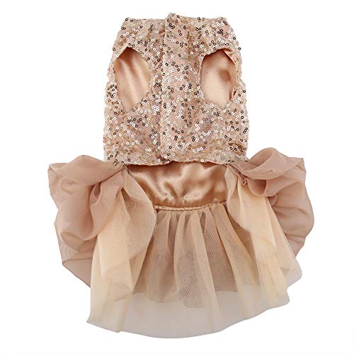 Sommer Haustier Tuch Kleiner Hund Haustier Kleid, Hundekleid Hund Hochzeitskleid Gold Hundekleid Welpe Pailletten Prinzessin Blasenrock Hochzeitskostüm (XL) von SEAFRONT