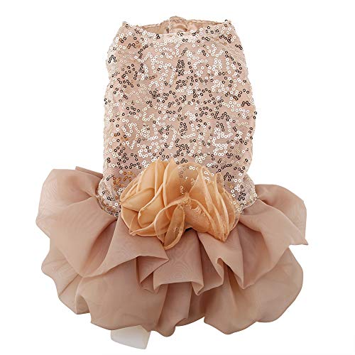 Sommer-Haustiertuch für Kleine Hunde, Haustierkleid, Hundekleid, Hundehochzeitskleid, Roségoldenes Hundekleid, Kleid für Welpen, Pailletten, Prinzessin, Blasenrock, von SEAFRONT