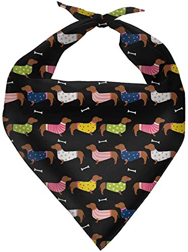 SEANATIVE Halstuch mit Cartoon-Dackel-Design, schwarz, für Haustiere, verstellbare Lätzchen, Schal, Hund, Taschentuch, waschbar von SEANATIVE