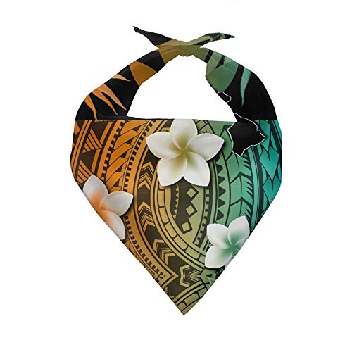 SEANATIVE Hawaiianische Blume mit polynesischem Haustier-Halstuch, Dreieck, Hunde-Lätzchen, verstellbar, waschbar, wendbar, Taschentuch von SEANATIVE