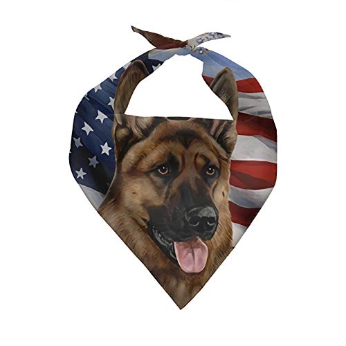 SEANATIVE Hundehalstuch, Deutscher Schäferhund mit amerikanischer Flagge, patriotisches Design, verstellbar, waschbar von SEANATIVE