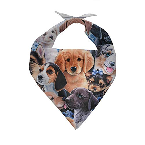 SEANATIVE Hundehalstuch, niedliches Cartoon-Welpen-Design, waschbar, wendbar, verstellbar, für kleine bis große Haustiere von SEANATIVE