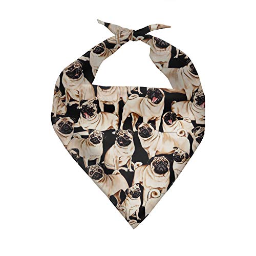 SEANATIVE Kawaii Hundehalstücher Niedlich Cartoon Mops Hund Design Schwarz Kopftuch für kleine bis große Welpen Verstellbar Hund Schal von SEANATIVE