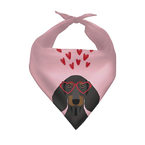 SEANATIVE Niedliche Cartoon-Hundehalstücher mit Doxie-Dackel-Design, rosa Schal, verstellbare Hunde-Lätzchen, Kopftuch von SEANATIVE