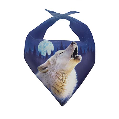 SEANATIVE Weiches glattes Hundehalstuch mit Wolfsdruck, klassisches Dreieckstuch für Haustiere, Welpen, Halstuch, verstellbare Lätzchen von SEANATIVE