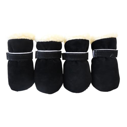 4 x rutschfeste Welpen-Schuhe, winddicht, für den Winter, für Haustiere, Hunde, rutschfest, dick, warm, für Outdoor-Socken von SEAYACK