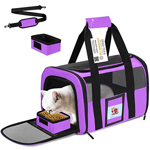 Katzentragetasche, Hundetragetasche, Haustier-Tragetasche, zugelassen für Katzen, kleine Hunde, Welpen, Kätzchen, Katzentrage für kleine, Katzen-Reisetransport, Violett von SECLATO