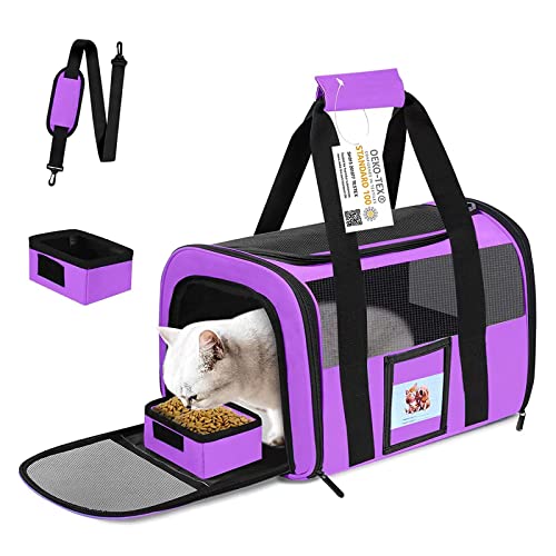SECLATO Große Katzentragetasche für 2 Katzen, Hundetragetasche, Haustier-Tragetasche, zugelassen für Katzen, Hunde, Reisetragetasche für Katzen, Violett von SECLATO