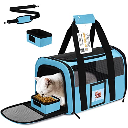 SECLATO Katzentrage, Hundetragetasche, Haustier-Tragetasche, Fluggesellschaft zugelassen für Katzen, kleine Hunde, Kätzchen, Katzentrage für kleine, Katzen-Reisetragetasche, Blau von SECLATO
