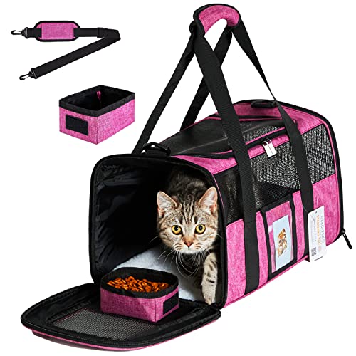 SECLATO Katzentragetasche, Hundetragetasche, Haustier-Tragetasche, Fluggesellschaft zugelassen für Katzen, kleine Hunde, Kätzchen, Katzentrage für kleine, TSA genehmigt, Rot von SECLATO