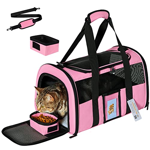 Seclato Katzentragetasche, Hundetragetasche, Haustier-Tragetasche, Fluggesellschaft zugelassen für Katze, kleine Hunde, Kätzchen, Katzentragetaschen für kleine, mittelgroße Katzen unter 6,8 kg, von SECLATO