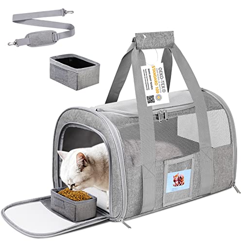 SECLATO Transporttasche für kleine und mittelgroße Katzen unter 6,8 kg, zusammenklappbar, weiche Seiten, für kleine und mittelgroße Katzen, Grau von SECLATO