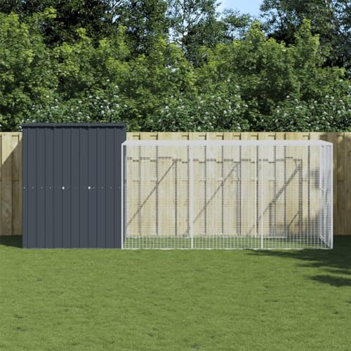 SECOLI Hühnerstall mit auslauf hühnerkäfig Verzinkter Stahl Hühnerauslauf Freilaufgehege Hühnerstall XXL Kleintiergehege für Hühner Ente Kaninchen-Anthrazit-165 x 455 x 181 cm von SECOLI