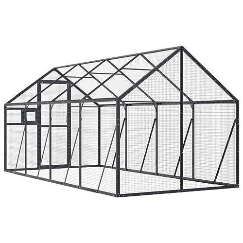 SECOLI Voliere Groß Papageien Voliere Draußen Anthrazit Vogelvoliere Außen Winterfest 1,79x4x1,85 m Papageienkäfig Groß XXL Voliere Aluminium Aussen Vogelvoliere von SECOLI