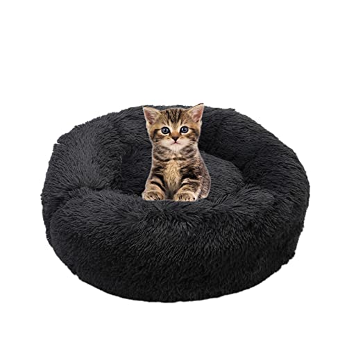 Donut Haustierbett Plüsch-Katzenbett für Indoor-Katzen für kleine, mittelgroße Haustiere, weiches, beruhigendes Schlafbett, flauschiges Hundebett waschbar selbstwärmend Kätzchen von SEDOXX