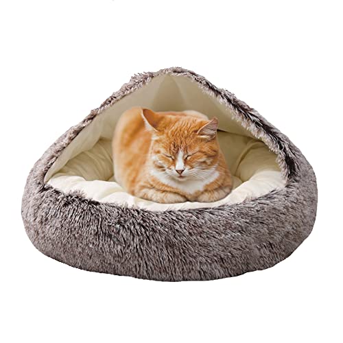 Flauschiges Katzenbett für kleine Haustierhöhle, Katzenhaus, Haustiernest, Katzennestbett, Plüschzelt, Hundebett, Kätzchen, Welpen, 2-in-1-Bett, kuschelig, gemütlich, Haustierkissenbett von SEDOXX