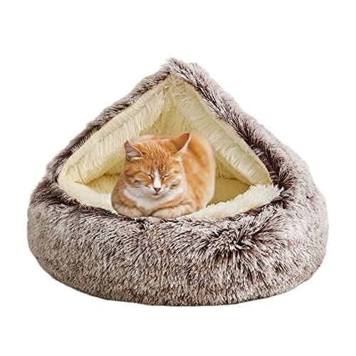 Flauschiges Katzenbett für kleine Haustierhöhle, Katzenhaus, Haustiernest, Katzennestbett, Plüschzelt, Hundebett, Kätzchen, Welpen, 2-in-1-Bett, kuschelig, gemütlich, Haustierkissenbett von SEDOXX