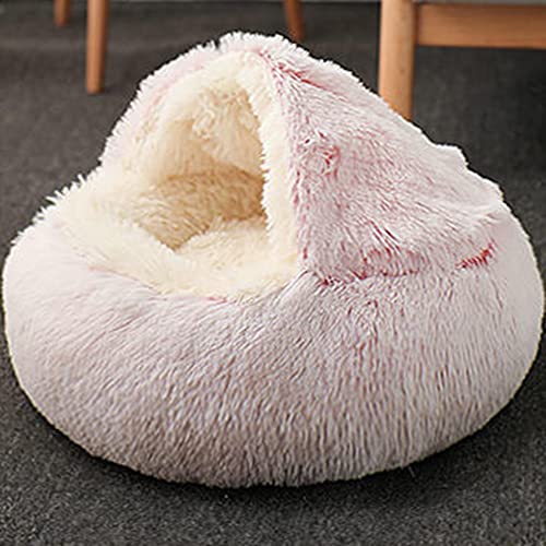 Katzenbett Plüsch-Donut-Haustierbett, gemütliches, beruhigendes Bett, Hundebett für mittelgroße und kleine Katzen mit Decke, warm, kuschelig,Welpen Sofa Haustierschlafbett von SEDOXX