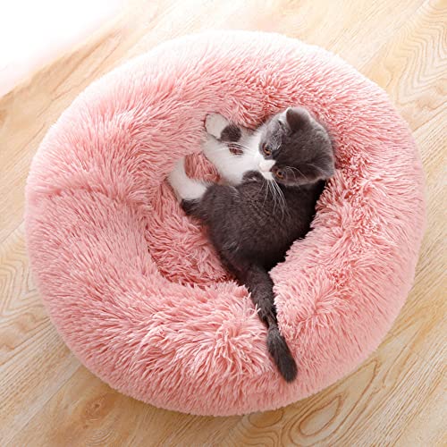 Plüsch-Haustierbett für kleine Hunde, rundes Donut-Katzenbett für kleine Katzen, weiches Welpen-Sofa, flauschiges Kätzchenbett, warmes Haustierkissen, beruhigendes Bett, Schlafbett von SEDOXX