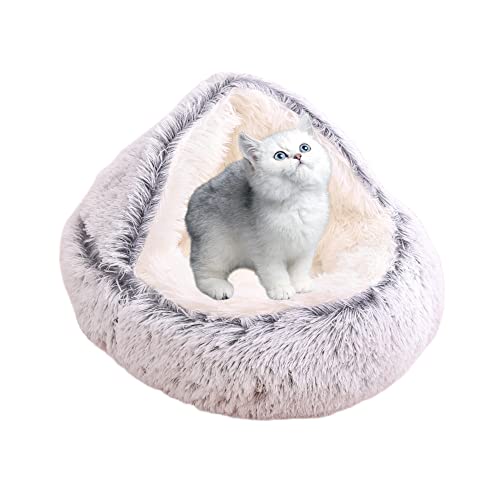 Rundes Donut-Haustierbett, Katzenbett, beruhigendes Bett, 2-in-1-Bett für Kätzchen, Welpen, kleine, mittelgroße Haustiere, Plüschzelt, rutschfeste Unterseite, Innenbereich, Haustiernesthaus Rundes Donut-Haustierbett, Katzenbett, beruhigendes Bett, 2-in-1-Bett für Kätzchen, Welpen, kleine, mittelgroße Haustiere, Plüschzelt, rutschfeste Unterseite, Innenbereich, Haustiernesthaus von SEDOXX