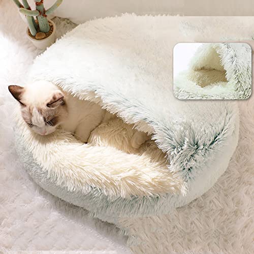 SEDOXX Beruhigendes Plüschbett Kätzchenbett Katzenbett Anti-Angst-Schlafsack flauschig für mittelgroße und kleine Hunde, weiches Donut-Kuschelnest Haustierbett für Indoor-Katzen, Plüsch, 65 cm, Grün von SEDOXX