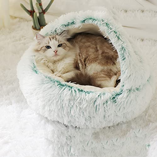 SEDOXX Beruhigendes Plüschbett Kätzchenbett Katzenbett Anti-Angst-Schlafsack flauschig für mittelgroße und kleine Hunde, weiches Donut-Kuschelnest Haustierbett für Indoor-Katzen, Samt, 60 cm, Grün von SEDOXX