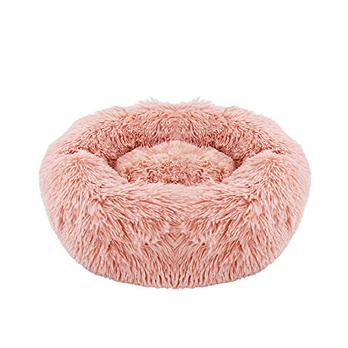 SEDOXX Donut Haustierbett Hundebett Flauschiges Katzenbett für drinnen Katzen Kleine Hunde Plüsch Schlafbett Weich Beruhigendes Hundebett für Welpen Katzenkissen Bett Gelenkentlastung, 130 cm, Rosa von SEDOXX