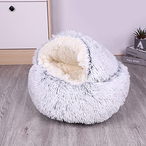 SEDOXX Haustierbett für kleine und mittelgroße Haustiere, Plüsch-Höhlenbett, Hundebett, Katzenbett, Kätzchen, Welpen, rundes Katzennest, Donuts, flauschig, beruhigend, gemütlich, waschbar, 65 cm, Grau SEDOXX Haustierbett für kleine und mittelgroße Haustiere, Plüsch-Höhlenbett, Hundebett, Katzenbett, Kätzchen, Welpen, rundes Katzennest, Donuts, flauschig, beruhigend, gemütlich, waschbar, 65 cm, Grau von SEDOXX