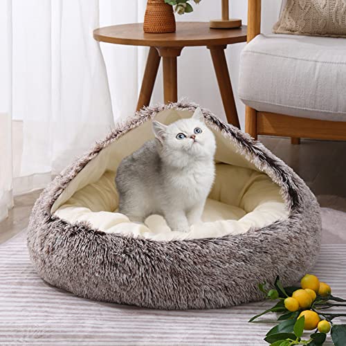 SEDOXX Haustierhöhle Bett Katzensofa Halbgeschlossen Katzenhaus Haustiernest für Kätzchen Welpen 2-in-1 Bett Katzenkissen Bett Indoor Katze Schlafbett Plüschzelt gemütlich, Samt, 65 cm, Kaffee SEDOXX Haustierhöhle Bett Katzensofa Halbgeschlossen Katzenhaus Haustiernest für Kätzchen Welpen 2-in-1 Bett Katzenkissen Bett Indoor Katze Schlafbett Plüschzelt gemütlich, Samt, 65 cm, Kaffee von SEDOXX