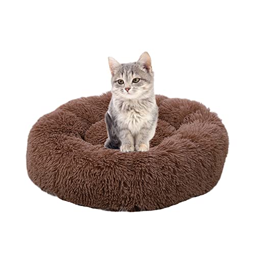 SEDOXX Haustiersofa Katzenbett für drinnen und draußen, Katzen, Plüsch, Haustierbett, rutschfest, Donut-Kätzchenbett, Welpenbett, Hundebett, warm, weich, flauschig, 70 cm, Kaffee von SEDOXX