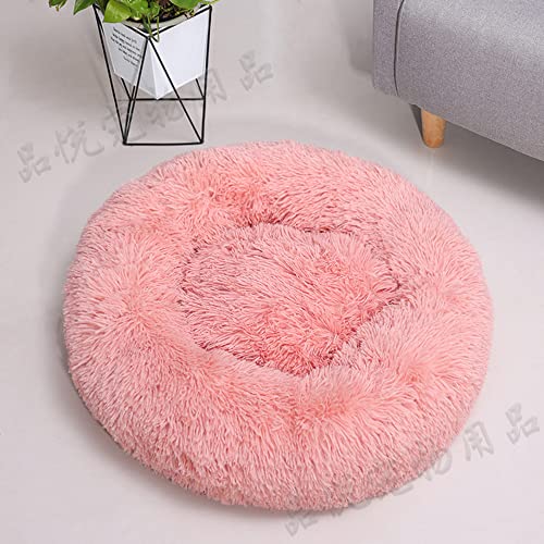 SEDOXX Plüsch-Donut-Haustierbett verbessert den Schlaf, hält warm, Hundebett Katzenbett für drinnen Katzen Welpenbett, rundes Höhlenbett, Pelz, selbstwärmendes Zwinger-Welpen-Sofa, 70 cm, Rosa von SEDOXX