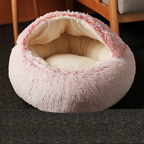 SEDOXX Plüsch-Kätzchenbett, Katzenbett, Anti-Angst, flauschig, beruhigendes Bett für mittelgroße und kleine Hunde, Schlafsack, weiches Donut-Kuschelnest für Haustiere, Katzen, Samt, 60 cm, Rosa von SEDOXX