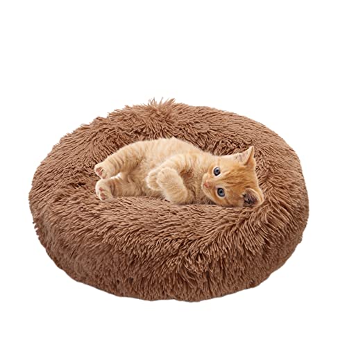 Selbstwärmendes, flauschiges Katzenbett für drinnen und draußen, Donut-Haustierbett für kleine, mittelgroße Haustiere, maschinenwaschbar, weiches Plüsch-Hundebett, Kätzchen von SEDOXX