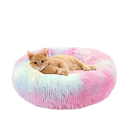 Weiches Katzenbett, beruhigendes Bett, Donut-Katzennest, Plüsch, gemütliches Bett, rundes Hundebett, Katzenbett für drinnen und draußen, kleine, mittelgroße und große Hunde, Kätzchen von SEDOXX
