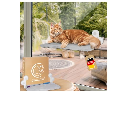 SEELENTIER® Katzen Fensterliege Hängematte Katze Katzenbett Fenster Katzen Hängematte Fenster Katzen Hängematte Hängematte für Katzen bis zu 20 kg von SEELENTIER