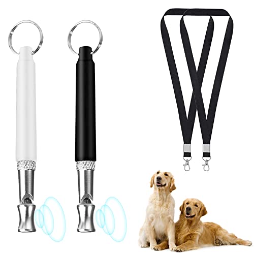 SEGMINISMART Hundepfeife,Profi-Hundepfeife,Ultraschall Hundepfeife Einstellbare,Professionelle Lautlos Hochfrequenz Hunde Zubehörmit Lanyard,2 Stück(Schwarz+Weiß) von SEGMINISMART